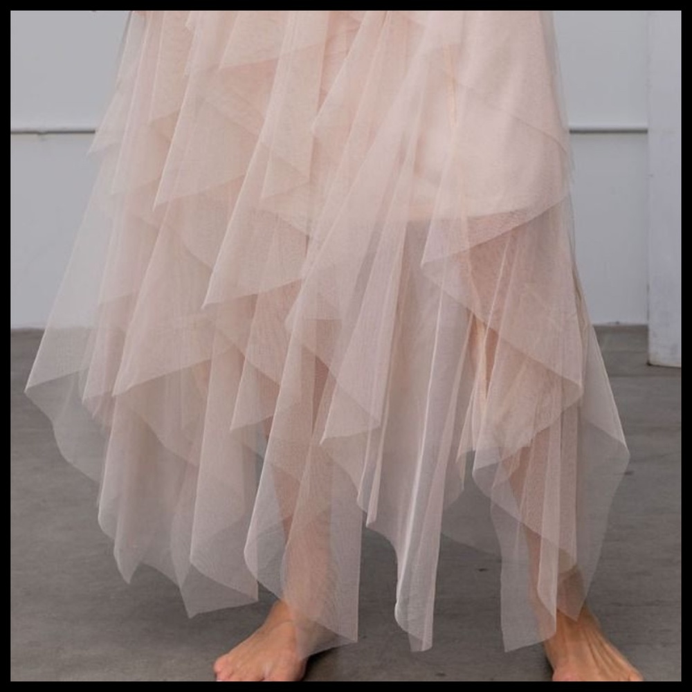 EASEL "Fairy Tale" Tiered Mesh Overlay Waterfall Lined Midi Maxi Ballerina Skirt - Picture 3 of 16